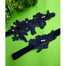 Juego de liguero retro para novias, Retro azul marino, Talla única