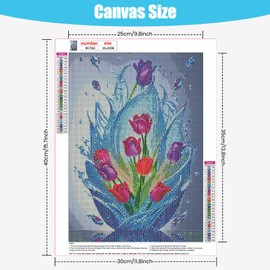 TOSTOG Tulip Art Diamond Painting, 5D Diamond Painting Kits Pictures for Adults, DIY Diamond Painting Picture Set 30 x 40 cm for Wall Decoration