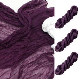 FEXIA 3 Pack Purple Table Runner 35x120 Inches for Baby Shower Decoration Gauze Rustic Table Runner for Wedding Party First Communion Centerpiece Engagement Bridal Shower Boho Decoration