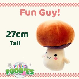 VFM - Mushroom Soft Toy Food Themed Cute Plush Cuddly Soft Fluffy Stuffed Toy Plush Toy Cute Stuffed Plushie, Gifts for Birthday, Valentine's Day Chirstmas - 27cm Multi-Coloured