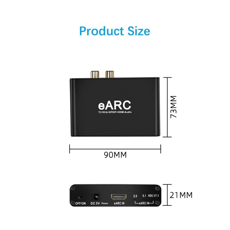 Alanph HDMI eARC/ARC to HDMI, RCA R/L, Optical, 3.5mm Audio