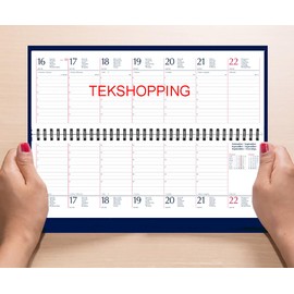 Table Planner 2024, Weekly Planner, Spiral, Desk Diary, 30 x 10.5 cm, Notepad, Hard Cover (Black)