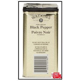 Watkins Gourmet Spice Tin, Pure Ground Black Pepper, 6 oz. Tin, 1-Pack