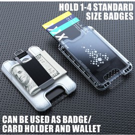 LIUGX Badge Holder, ID Card Holder with Metal Clip - Durable Polycarbonate (Holds 1 to 4 Cards), Portable Wallet for Office, Laborer, Police, Work, White