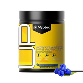MYOTEC UP Mid Stimulant Pre Workout Powder, Energy Focus Pumps, Loaded with Caffeine Beta Alanine L-Citrulline Sugar Free, 30 Servings, Men and Women Performance Blend (30 Servings, Blue Raspberry)