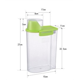 PISSION Pet Food Storage Container with Graduated Cup and Seal Buckles Food Dispenser for Dogs Cats (Green)