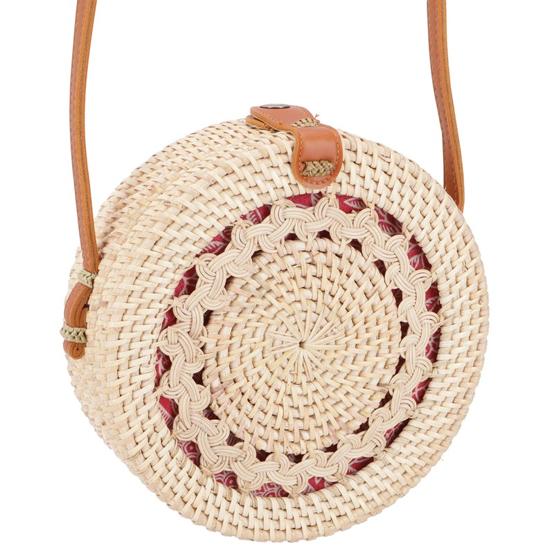 GURU SHOP Braided Handbag, Basket Bag, Rattan Bag, Round Balit