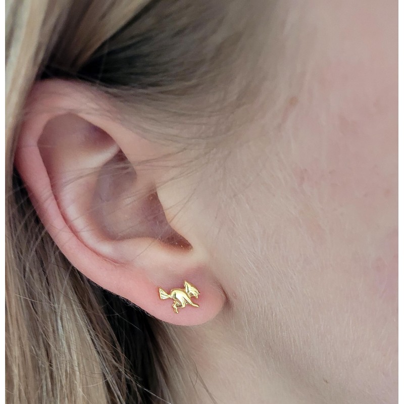 Children's Stud Earrings Witch in Gold 333 8 Carat Yellow