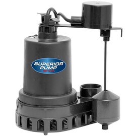 Superior Pump 92057 1/2 HP Thermoplastic Submersible Sump Pump with Vertical Float Switch, plus 1-1/2-Inch Rubber Boot Check Valve