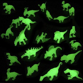 Liberty Imports 24 Pcs Glow in The Dark Miniature Plastic Dinosaur Figures - Mini Toys Jurassic Figurines Assorted Luminous Glowing Party Favors Supplies