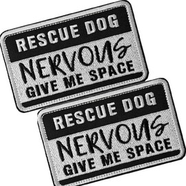 TXSN 2PCS Rescue Dog Nervous Give Me Space Patches, Tactical Service Dog Patches Hook and Loop Fasten for Tactical Gears
