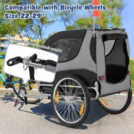 Giantex Dog Bike Trailer, Dog Bicycle Trailer, Pet Cart Carrier Wagon with 3 Doors, 20" Large Wheels, Universal Bicycle Coupler, 8 Reflectors, Collapsible to Store, Supports up to 88 lbs, Gray