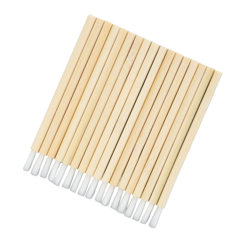 100pcs Disposable Lip Brush Nylon Fiber Bamboo Handle Lipstick Brush