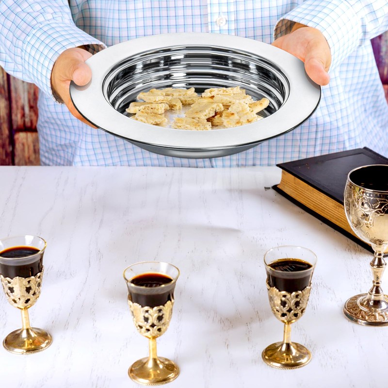 Bekith 2 Pack Communion Plates for Church, Communion Ware Stainless