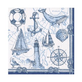 Caspari To The Lighthouse Luncheon Napkins - 20 Luncheon Napkins per Pack