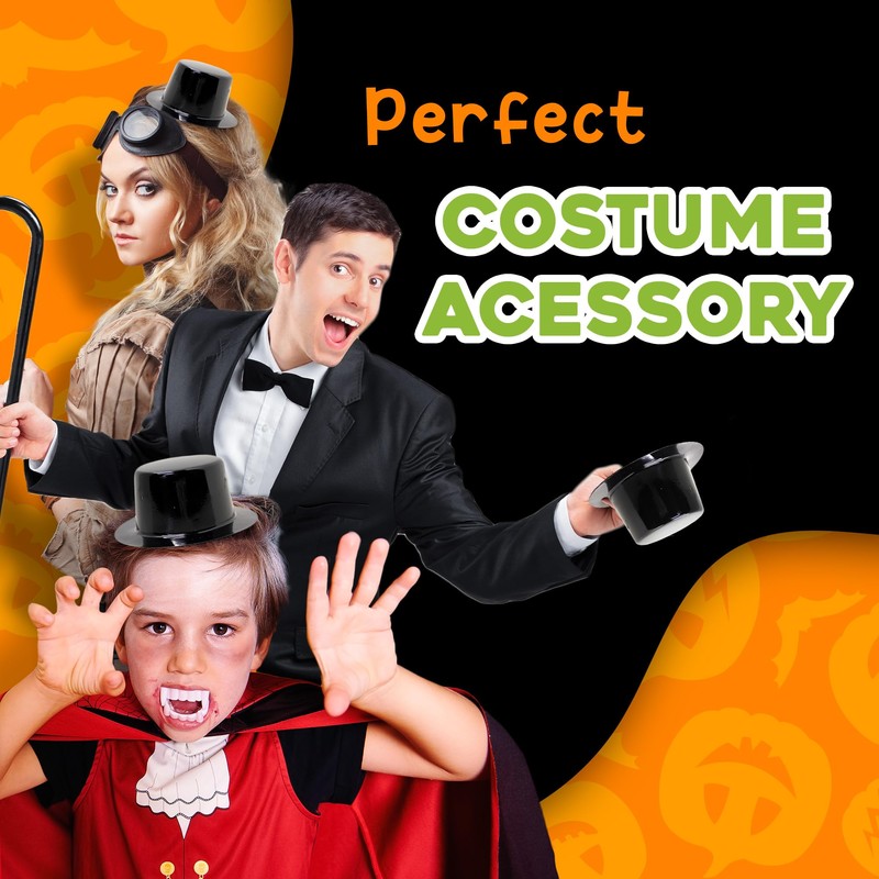 Windy City Novelties 12 Pack Black Mini Top Hats –