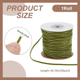 PH PandaHall Velvet Ribbon 45 m Olive Green 3 mm Single Sided Webbing Soft Satin Ribbon for Bows Hair Bands Gift Wrapping Party Decoration