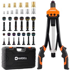 HARDELL Rivet Nut Tool, 16-Inch Auto Release Rivet Nut Rivnut Tool Kit with 13 Metric and SAE Mandrels, 186Pcs Nutsert Assortment Kit and Rugged Carrying Case
