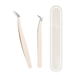 Wimpern-Pinzetten-Set mit Box für Frauen, 2-teiliges Präzisionspinzetten-Set für DIY-Wimpern für Haare, zum Aufheben von Wimpern, Beauty-Werkzeuge mit tragbarer Reisetasche