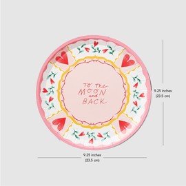 Coterie All You Need Is Love Paper Plates - Heart/Floral Designs for Valentine's Decorations | 9.25' Fancy Plates | 2 Designs per Pack