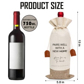 Housewarming Gifts Wine Bag, First New Home House Homeowner Gift, Cotton Linen Wine Gift Bag With Drawstring, Client Gift From Realtors, Sweet Home Congrats Gift for Women Men Wife Husband-21