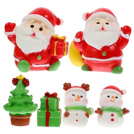 ULTECHNOVO 1 Set Christmas Miniature Figurines Resin Christmas Decor for Tabletop Includes Santa Clauses Snowmen Box for Holiday Displays and Craft Projects
