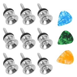 9-Piece Guitar Strap Buckle, 3-Piece Guitar Pick, Musical Instrument Accessories, Silver Guitar Belt Buttons, Metal End Pins, Guitar Accessories Set