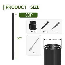 36"-50Pack Aluminum Deck Balusters Hollow Round Deck Railing Spindles Matte Coated Black for Wood and Composite Deck Indoor Outdoor