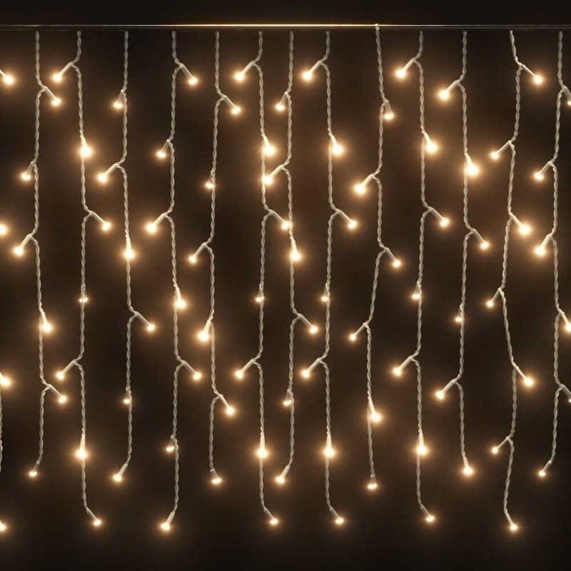 15ft Icicle Curtain Style LED Christmas String Light Indoor &
