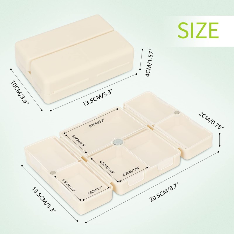 FYY 2 Pcs Daily Pill Organizer, 7 Compartments Portable Pill