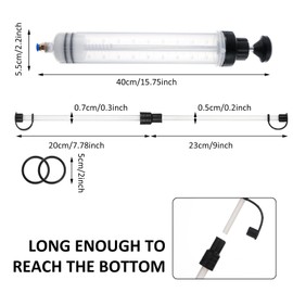 Lemecima Automotive Fluid Extractor Pump with Long Rubber Hose, Oil Change Syringe, Manual Fuel Suction & Filler, Fluid Oil Change Evacuator (17.6 Oz./0.53 Qt./500 CC)