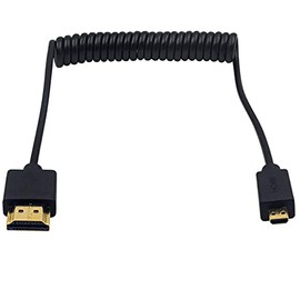 Micro HDMI to HDMI Coiled Cable, AKWOR 1.6ft/0.5M (UP to 5ft/1.5M) Micro HDMI to HDMI Cable (Male to Male) for Gopro Hero and Other Micro Hdmi Devices/Cam with 1080P, 4K, 3D, and Audio/Video Sync