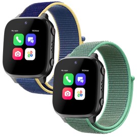 2 Pack Nylon Replacement Bands Compatible with AT&T Amigo Jr Watch/Cosmo JrTrack 3/JrTrack 2 SE/JrTrack 2/JrTrack Watch, Soft Breathable Adjustable Braided Sport Wristband for Kids