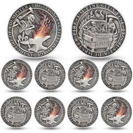 IELCJJ 10 Pcs Dumpster Fire Coin - Creative Skull Dumpster Fire Resilience and Humor Encouragement Token Incentive Awards Inspirational Hilarious Medallion Funny Office Motivational Gifts