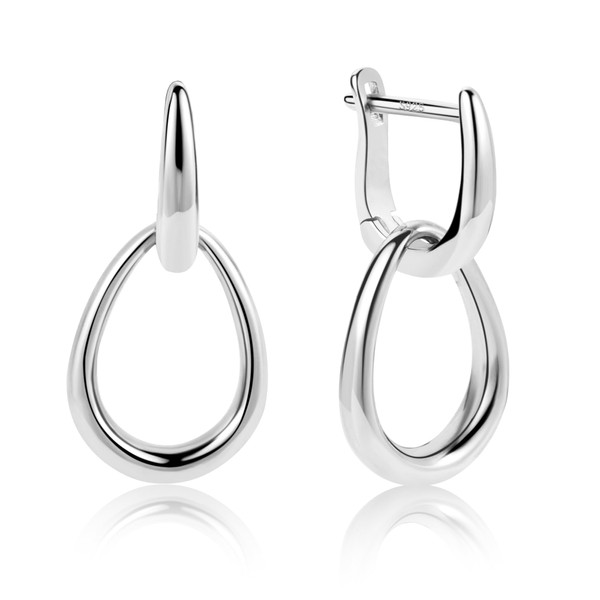 ALEXCRAFT 925 Sterling Silver Earrings for Women, Silver Double Oval