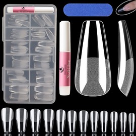 Coffin Nail Tips-120pcs Short Coffin Press on Nails Pre-shaped Short Coffin Half Matte Full Cover Acrylic Short Coffin False Nails Gel Nail Tips No Filed For Nail Extension,10 Sizes