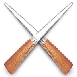 Stainless Steel Box Cutter, Serrated Utility Knife with Wooden Handle, Anti-Slip & Durable, Compact Package Opener for Cardboard, Tape, and DIY Cutting – 2 Pack