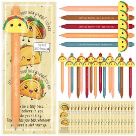 Aoesuny 20 Sets Emotional Support Gifts for Coworker Motivational 20 Taco Ballpoint Pens with 20 Inspirational Bookmarks and Bags Employee Appreciation Gift for Team Teacher Coworker Birthday Party
