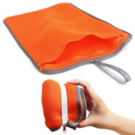 RAKUSE Multi-functional Sauna Mat (Orange/2-Way Washing Pouch), Stylish, Sauna Seat Mat (Compact, Quick Drying, Large Capacity), Camping, Outdoor Activities