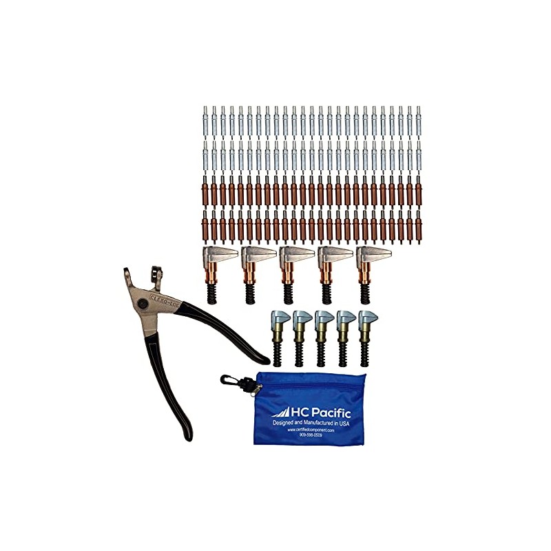 50 Each C1/8 & C3/32 Cleco Fasteners with Clamps, Pliers,