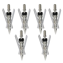 6 Pieces 125 Grain 2 Blades Screw-in Arrow Heads Arrow Tips 50mm Cutting Diamete for Outdoor Hunting Archery Broadheads Bow Hunting