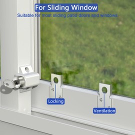 2 Pcs Sliding Door Window Locks, Window Locks for Horizontal Sliding Windows, Patio Sliding Door Window Bolt Sliding Locks with Universal Keys, Window Locks Security for Office Home Classroom-White