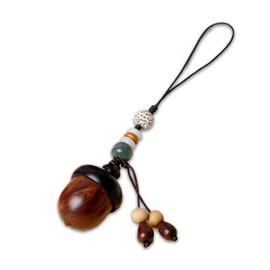 Acorn Urn Necklaces for Ashes Cremation Memorial Keepsake Ebony Phone Strap Pendant Cuibourtia Wood Phone Charm Buddhism Mobile Pendant Shurangama Mantra Jewelry (Wood color-Phone Charm D)