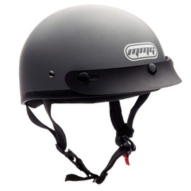 MMG Half Open Face Helmet Motorcycle Cruiser Classic DOT - Goggles Included. (Matte Gray, M)