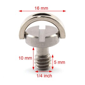 1/4"-20 D-Ring Camera Fixing Screw, SDTC Tech 2 Pack D Shaft Quick Release Plate Mounting Screws 10mm Length for Camera Tripod/Monopod (Stainless Steel)