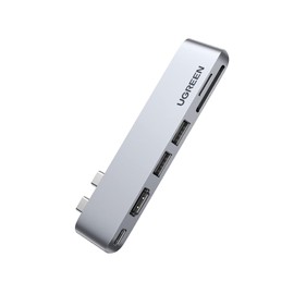 UGREEN USB C Hub para MacBook Pro, Adaptador USB Tipo C con 4K HDMI,Thunderbolt 3,2USB 3.0, Micro SD Lector de Tarjetas para MacBook Pro 2019/2018/2017/2016,MacBook Air 2020/2019/2018, Plateado