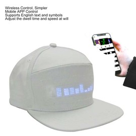 LED Hats for Teenagers and Adults, Programmable LED Cap with Bluetooth App Control, Hat with Light for Outdoor Concert Carnival (White)