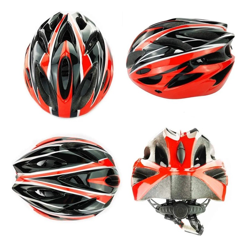 Casco De Bicicleta Unisex+redes Para Moto,casco De Ciclismo Rojo G