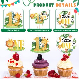 Weecent 48 piezas Wild One Cupacke Toppers
