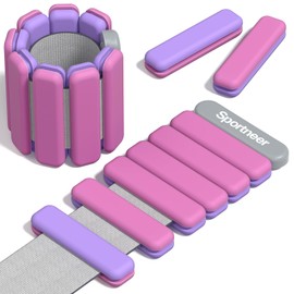 2025 Upgraded Sportneer Wrist Weights for Women Men 4 lbs (2 lb Each) Adjustable Silicone Weighted Bracelet Set for Gym Yoga Pilates Cardio Strength Training Wearable Arm Hand Workout Weights